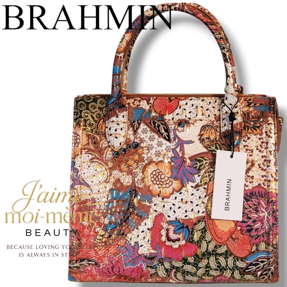 Brahmin Handbags - Brahmin Marketplace Melbourne Leather Tote Fruits Flowers Pattern W Metallic Det